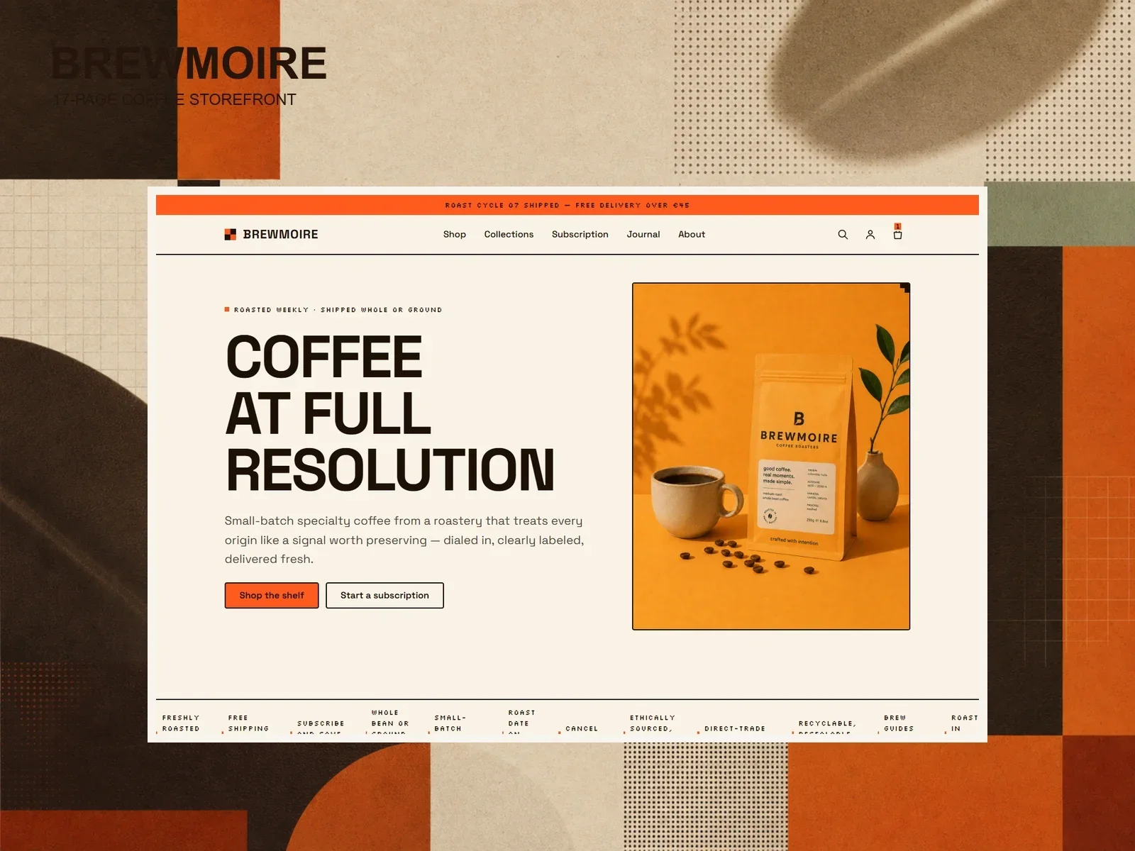 BREWMOIRE product overview beside the coffee-store home page